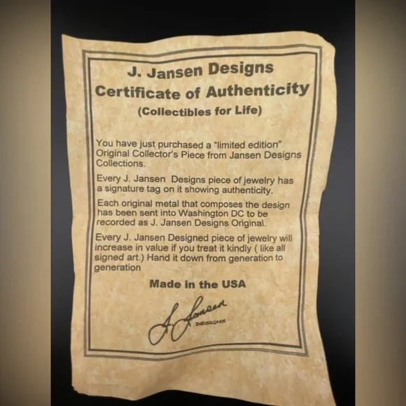 J. Jansen Designs Two-Tone Hammered Necklace + Earrings Set COA Signed Tag - Picture 2 of 13